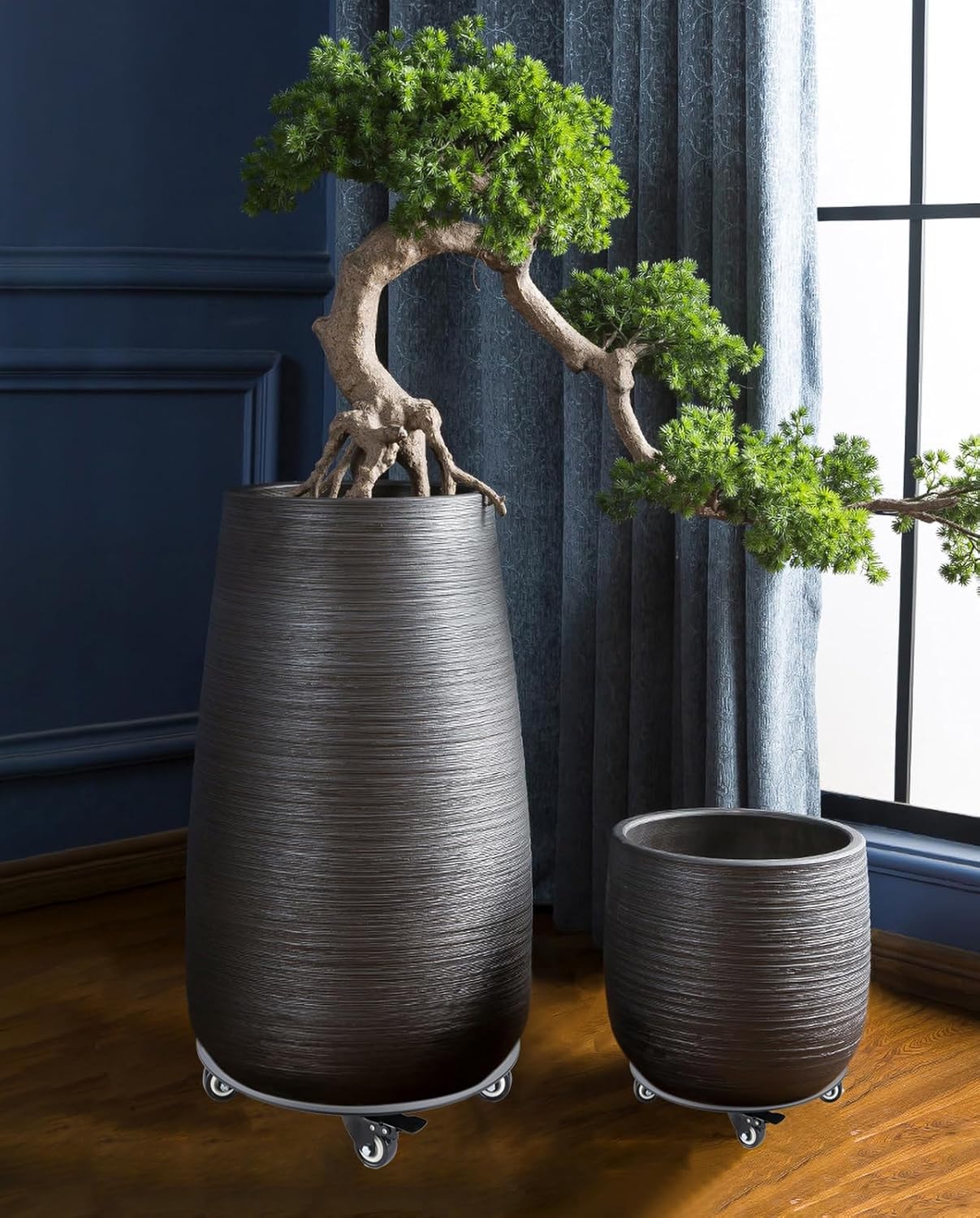 Plant Stand with Wheels,3.0mm Thick Aluminum Alloy Plant Caddy with Wheels Heavy Duty, Rolling Plant Stand Holds 14 Inch and 500lbs(Black)