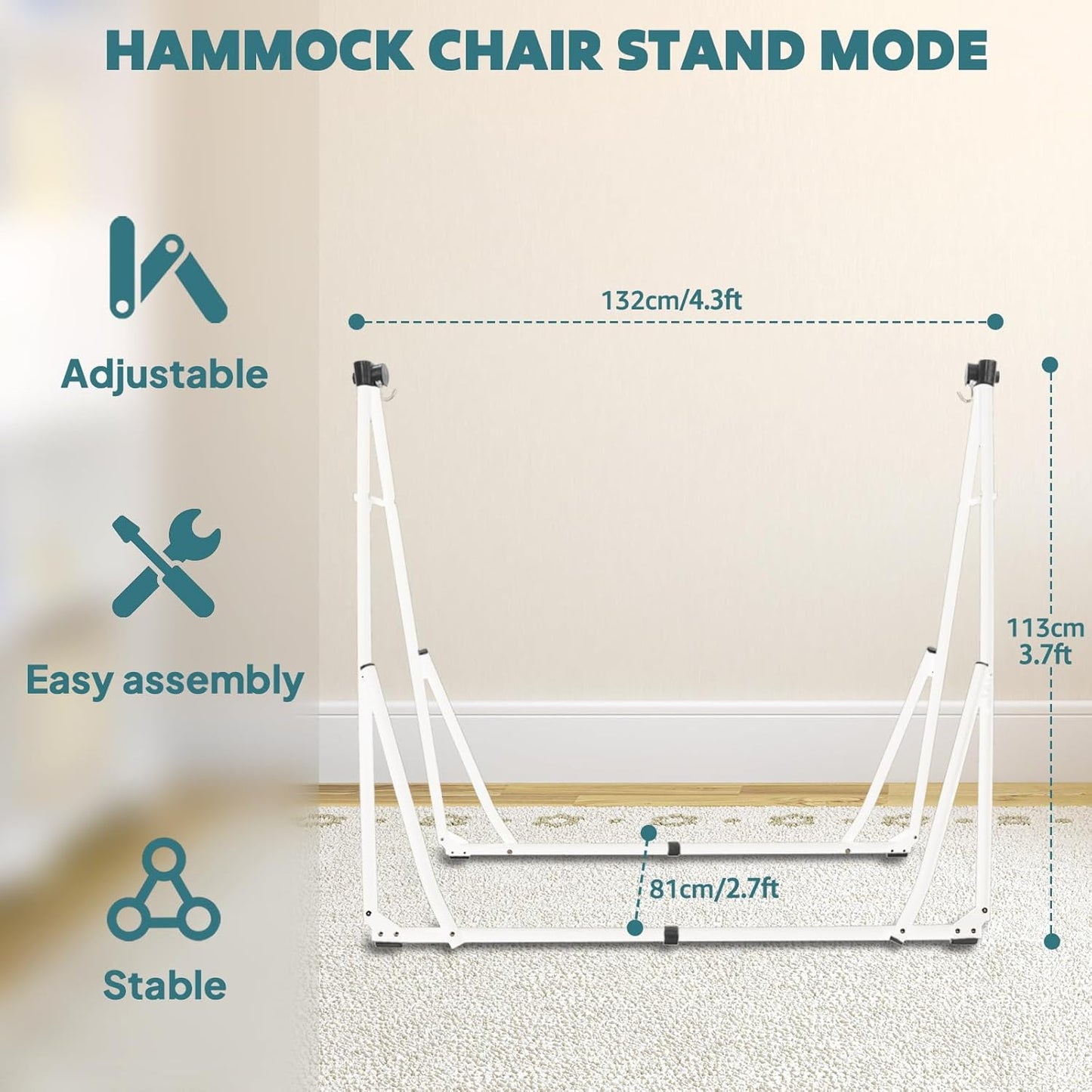 Anyoo 2 in 1 Hammock and Swinging Chair with Collapsible Steel Stand & Carrying Case,Portable & Adjustable,Easy Set Up for Outdoor,Indoor,Porch Swing,Patio,Garden,Camping Trip
