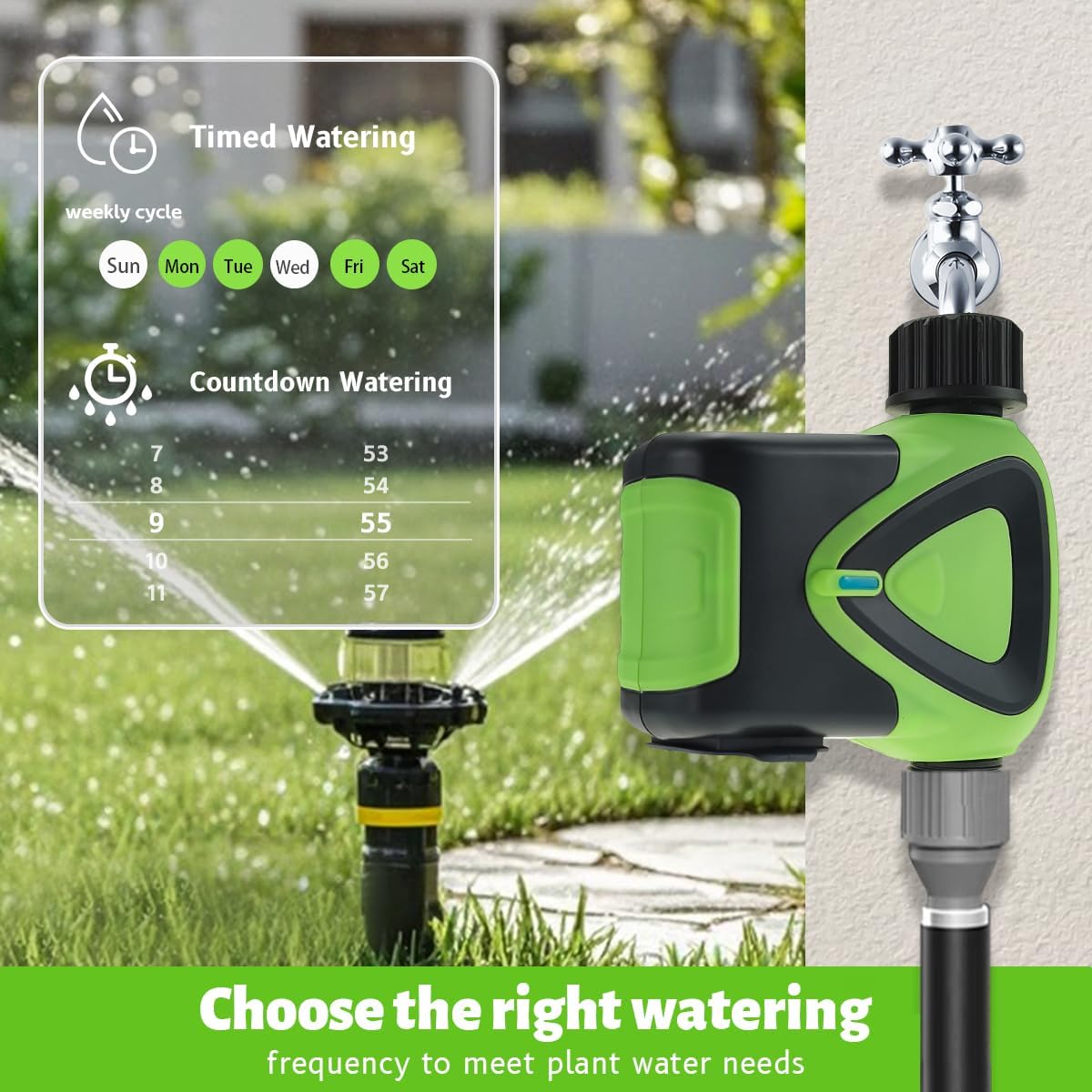 Water Timer for Garden Hose, Smart Hose Sprinkler Timer with Tuya/Smart Life App(Zigbee Connection), GreenVation Plant Automatic Watering System for Yard Outdoor Irrigation (Green Zigbee)