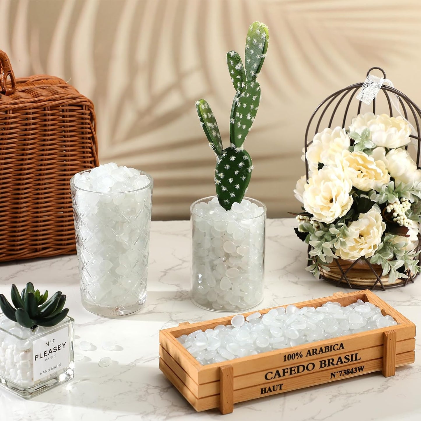 Sasylvia 12000 Pcs Glow in The Dark Rocks Glow in The Dark Stones Glowing Rocks for Garden Outdoor Glowing Fish Tank Pebbles Luminous Stone for Outdoor Yard Patio Aquarium Landscaping (White)