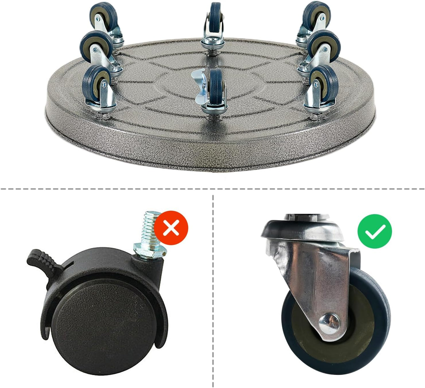 Choclaif Plant Caddy with Wheels,2 Pack Silver Heavy Duty Plant Stand with Universal Wheels,Round Pot Trolley for Indoor Outdoor 20 inch