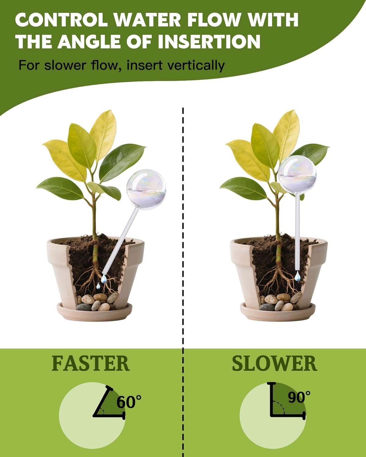 ZhenD Iridescent Self-Watering Plant Globes, Glass Self Watering Planter Insert for Indoor and Outdoor, Automatic Plant Waterer, Hand-Blown Premium Glass – 2 Pack