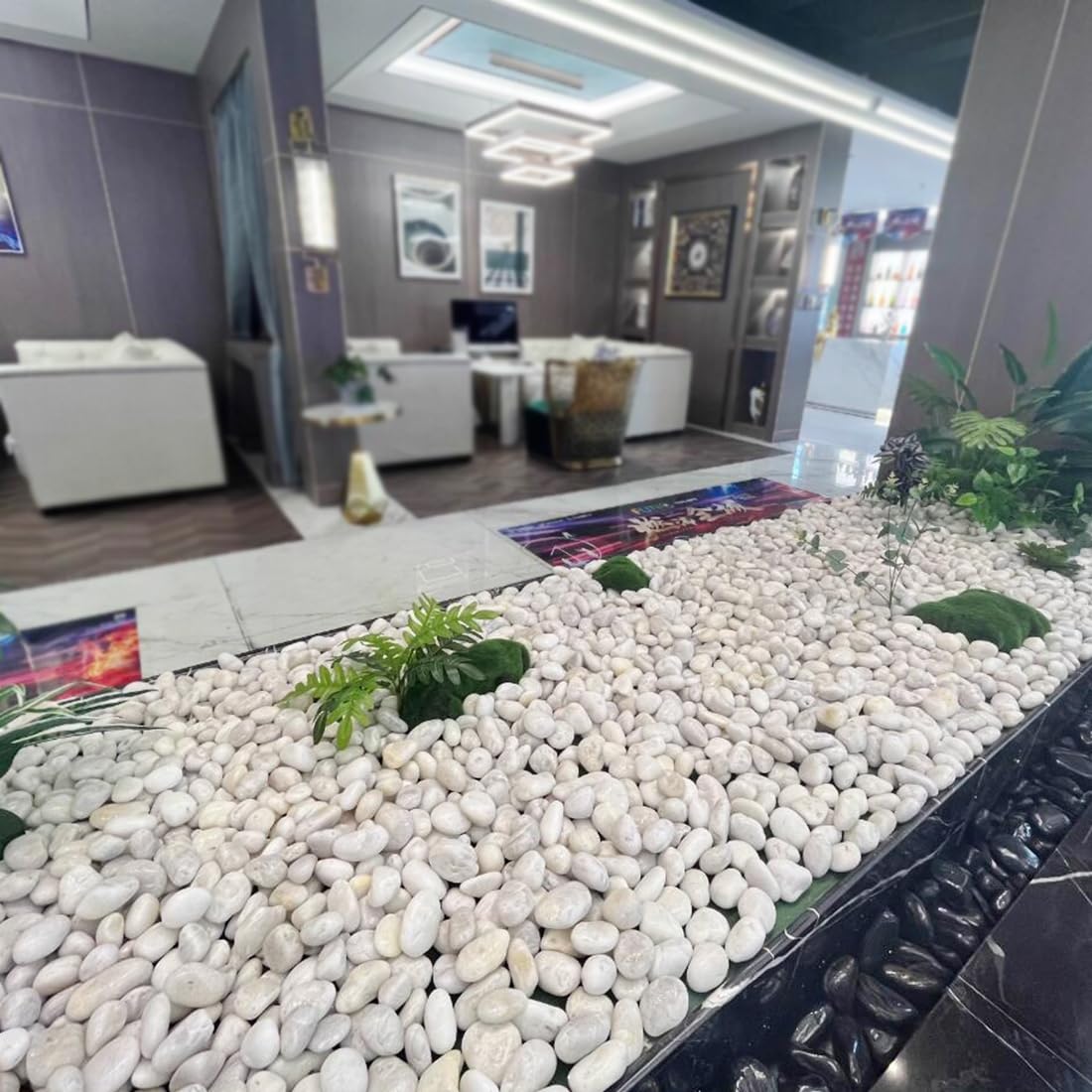 40lbs Large River Rocks for Landscaping, 3-4" White Pebbles for Garden Design, Hand-Picked Smooth Stones for Fish Tank, Flower Pots, Indoor Water Fountains, Pathways, Backyard