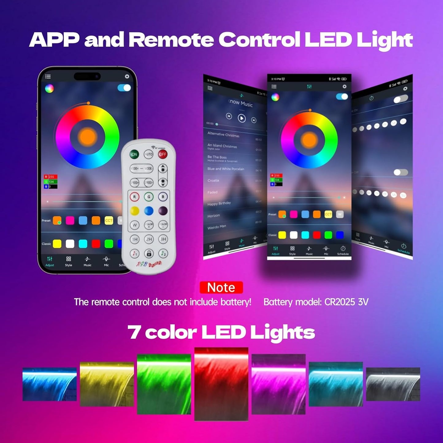 Pool Waterfall Spillway Stainless Steel Pond Fountain, APP Control Colorful LED Lighted Outdoor Black Fountains, Water Flow Spillways Kit for Koi Pond, Swimming Pool, Garden-11.8"x7.8"x3.9"