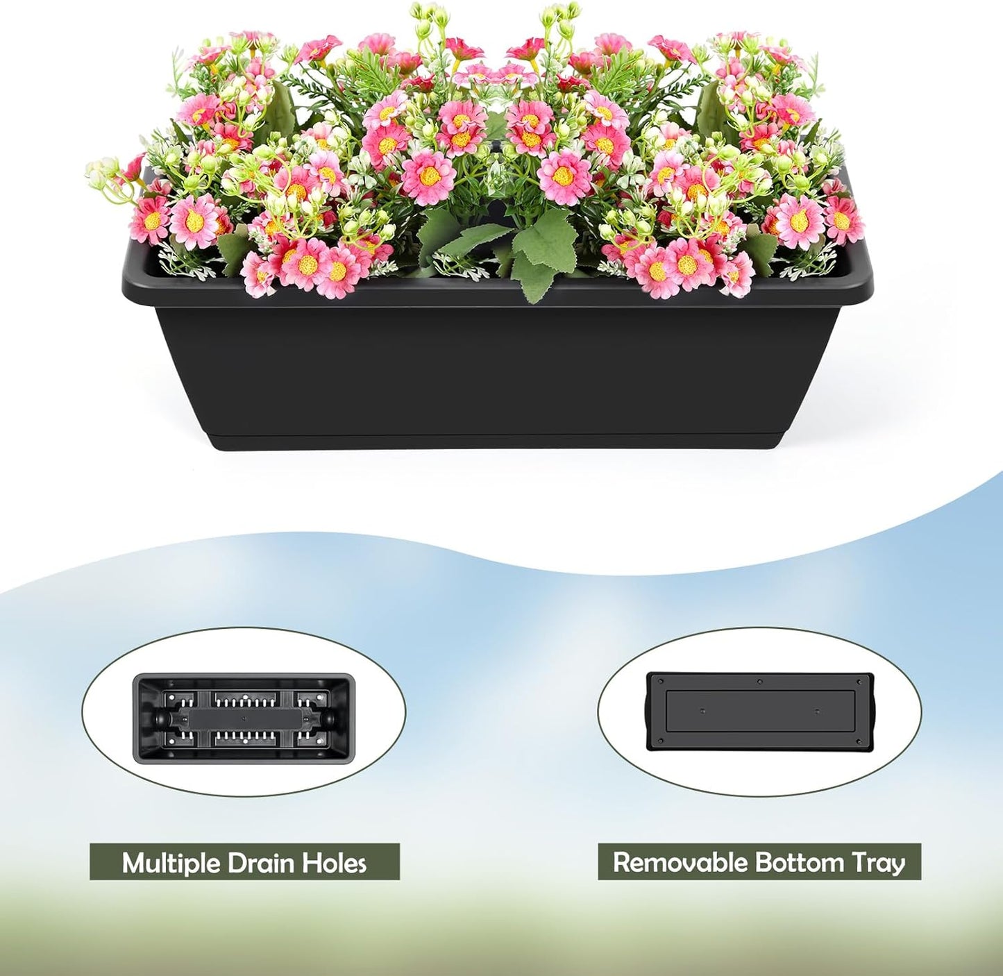 Vertical Garden Planter 4 Tier Planters for Outdoor Plants Vertical Raised Garden Bed with Drainage Holes Herb Garden Planter Outdoor Indoor Patio Yard Balcony (Black)