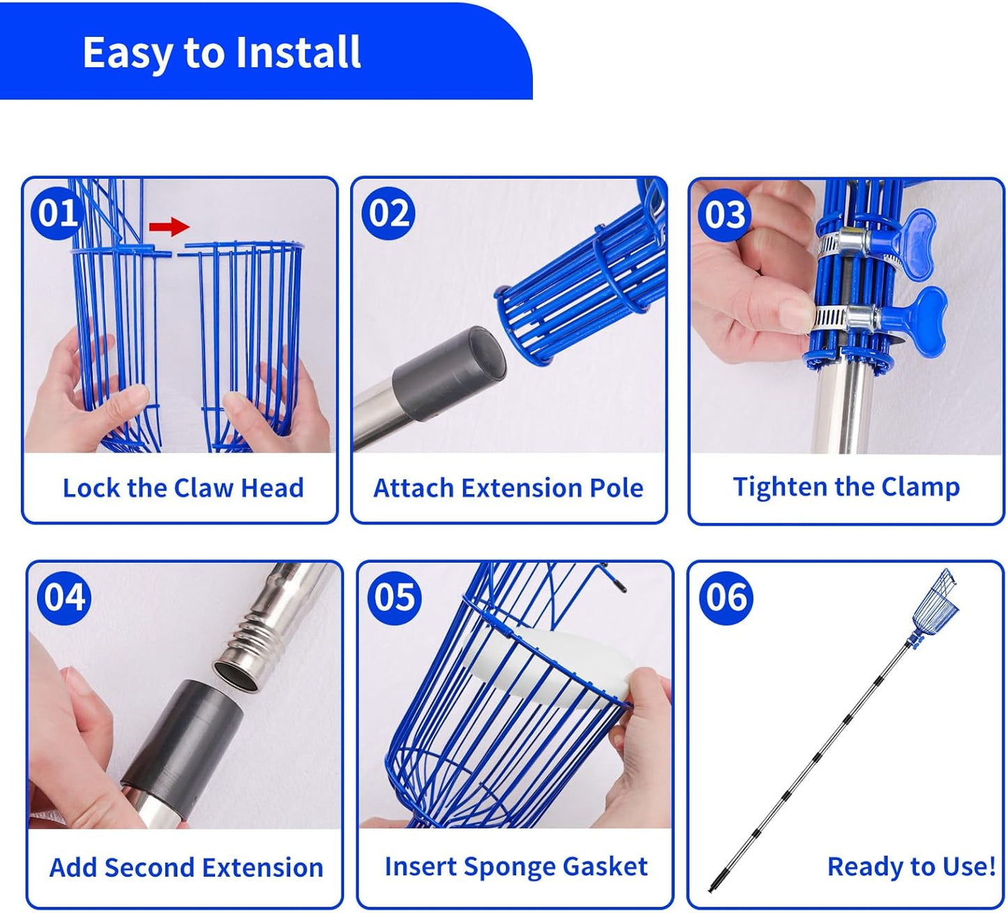 Fruit Picker Pole with Basket Segmented Fruit Picker Pole Tool for Apple Avocado Cherry Lemon Mango Orange Peach Picking(40-160")