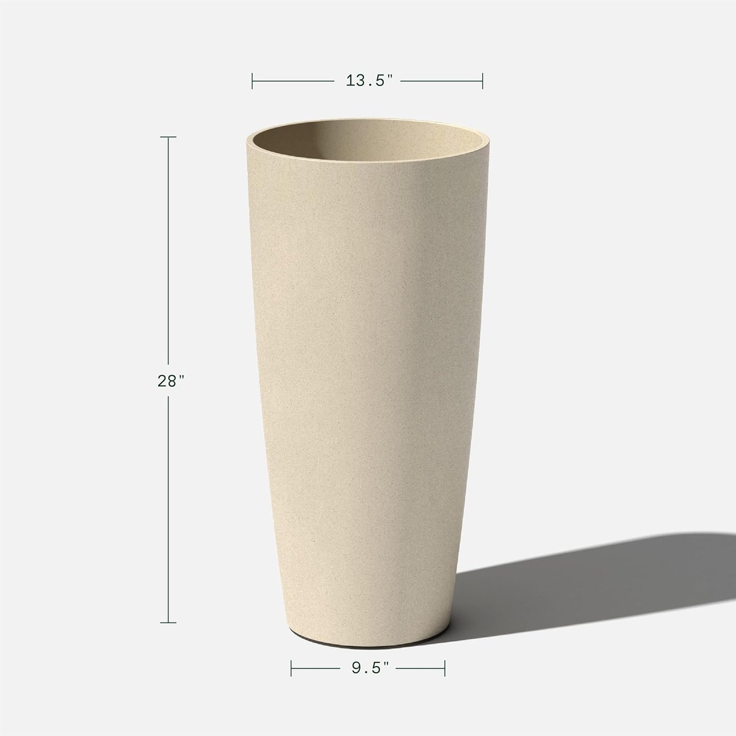 Veradek Mason Series Vega Planter - Round Tall Planter for Indoor or Outdoor Porch/Patio | Made from Plastic-Stone Composite with Drainage Holes | Modern Décor for, Flowers, Interior Plants
