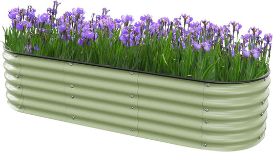 6.5X2X1.4 FT Raised Garden Bed for Outdoors - Galvanized Planter Raised Beds, Metal Planter Box for Vegetables,Flowers, Herbs, and Succulents(Light Green)