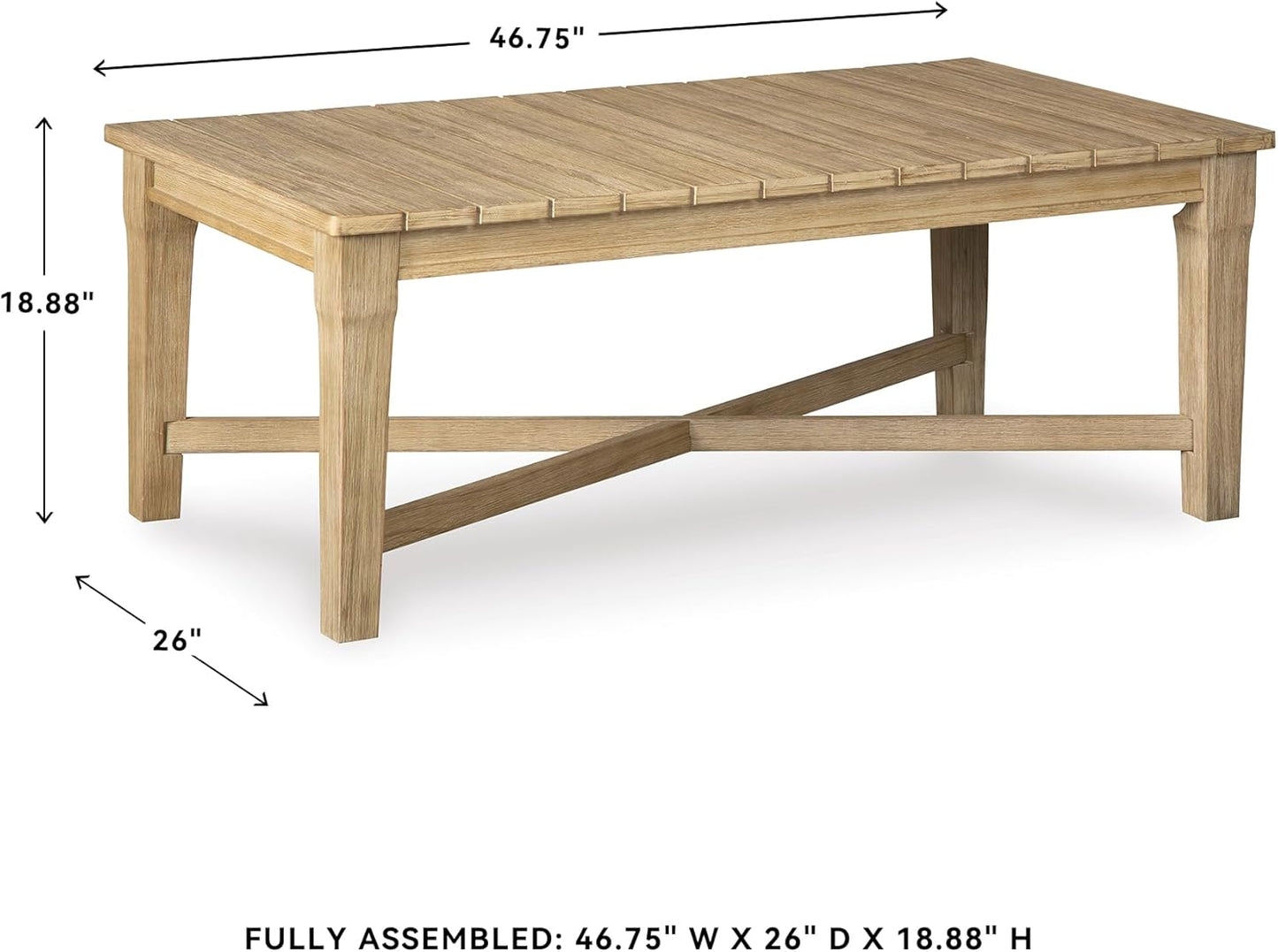 Signature Design by Ashley Outdoor Eucalyptus Carter Hall Patio Coffee Table, Beige