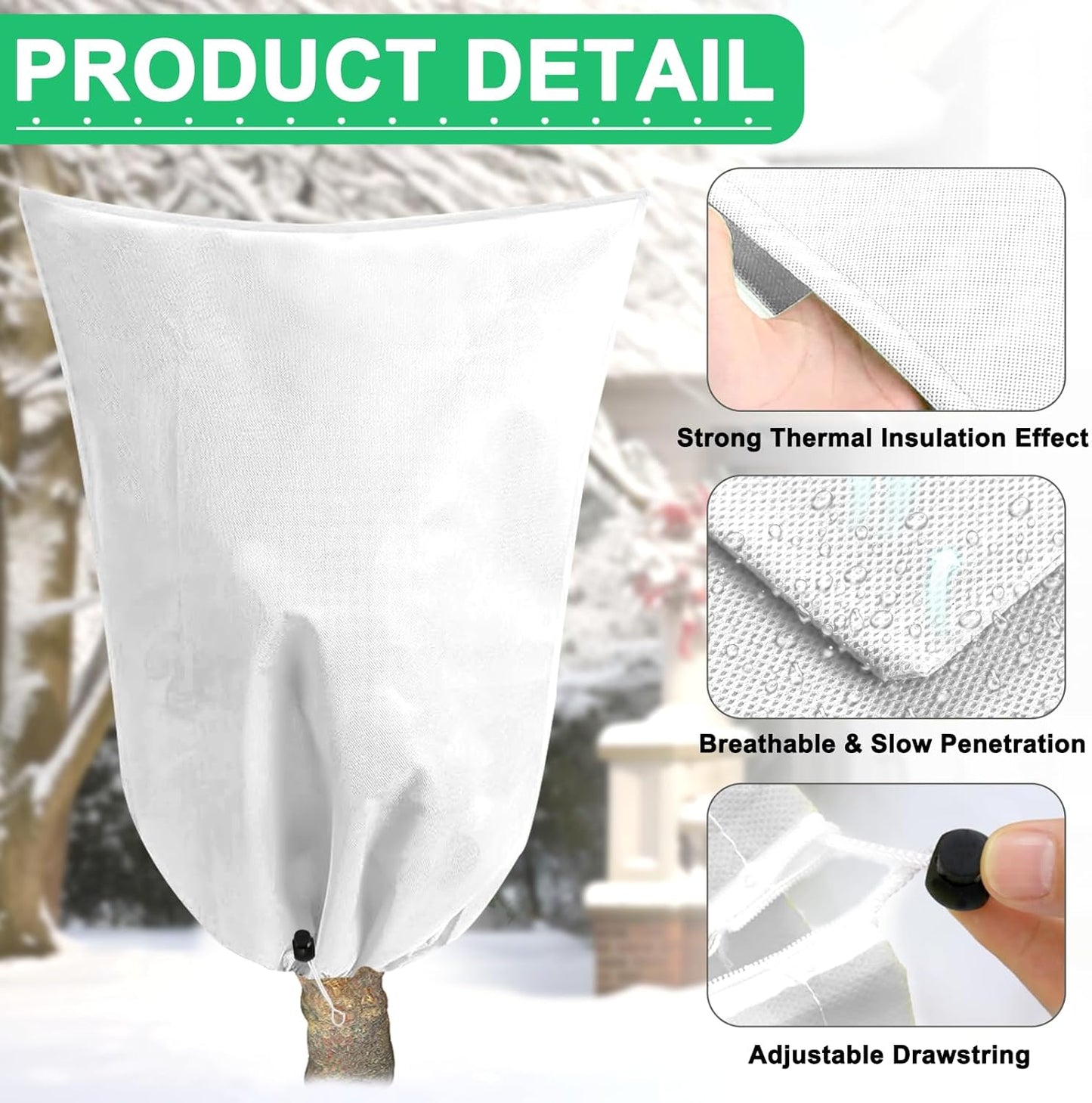 DQS 3 Pack Plant Covers Freeze Protection, 23.6" x 31.4" Winter Frost Protection Blankets Frost Cloth,Suitable for Outdoor Winter Frost, Cold Weather, shrubs, Trees, Jackets, and coverings