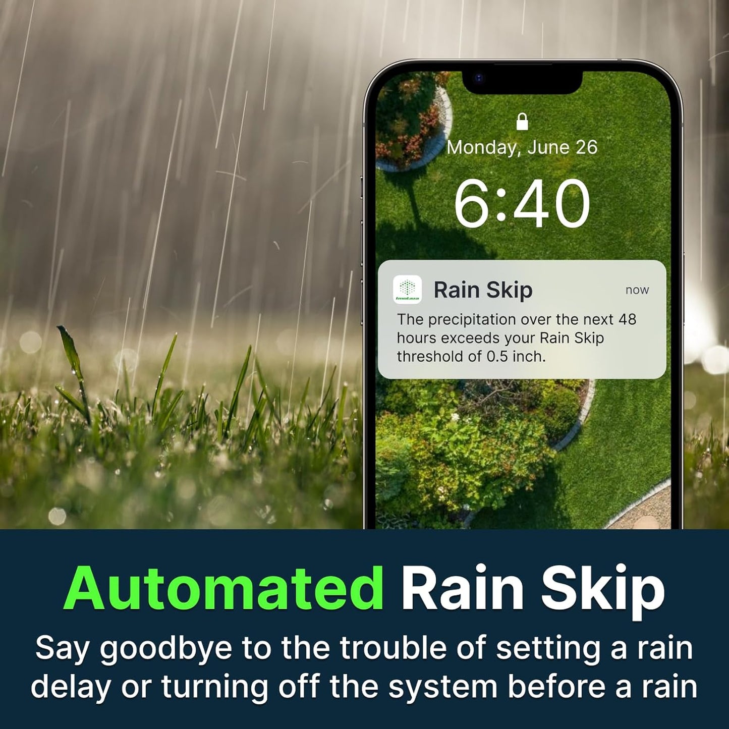 ImoLaza Smart Sprinkler Controller Evapotranspiration Master: 8 Zones WiFi Irrigation Controller with Automated Watering and App Control, Save Water Through Rain, Freeze, Wind and Saturation Skip