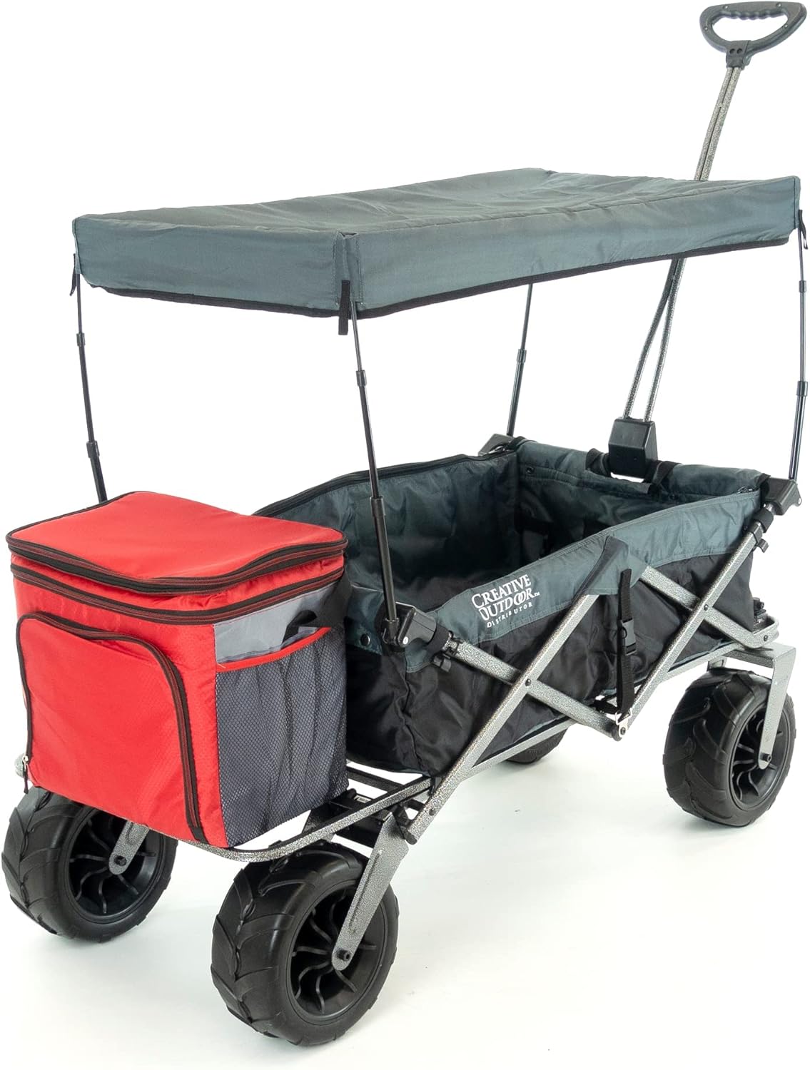 Creative Outdoor Push Pull Stroller Wagon, Beach Hauler XXL with Canopy, Collapsible and Portable Heavy Duty Folding Cart, Supports up to 200lbs Weight Capacity, Giant 10" Wheels