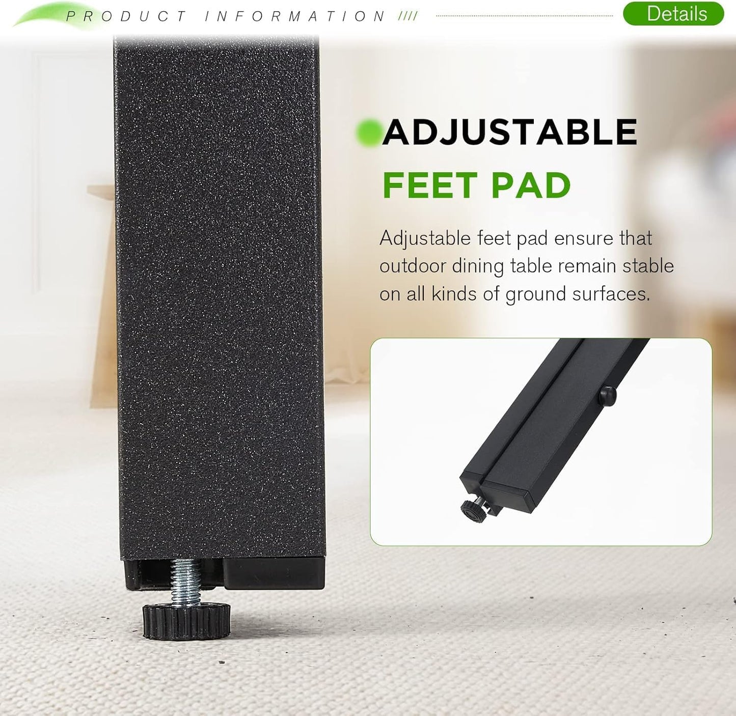 AECOJOY 60" Outdoor Dining Table, Aluminum Patio Table with Wood-Plastic Composite Tabletop,6 Seater Dining Table for Backyard Garden