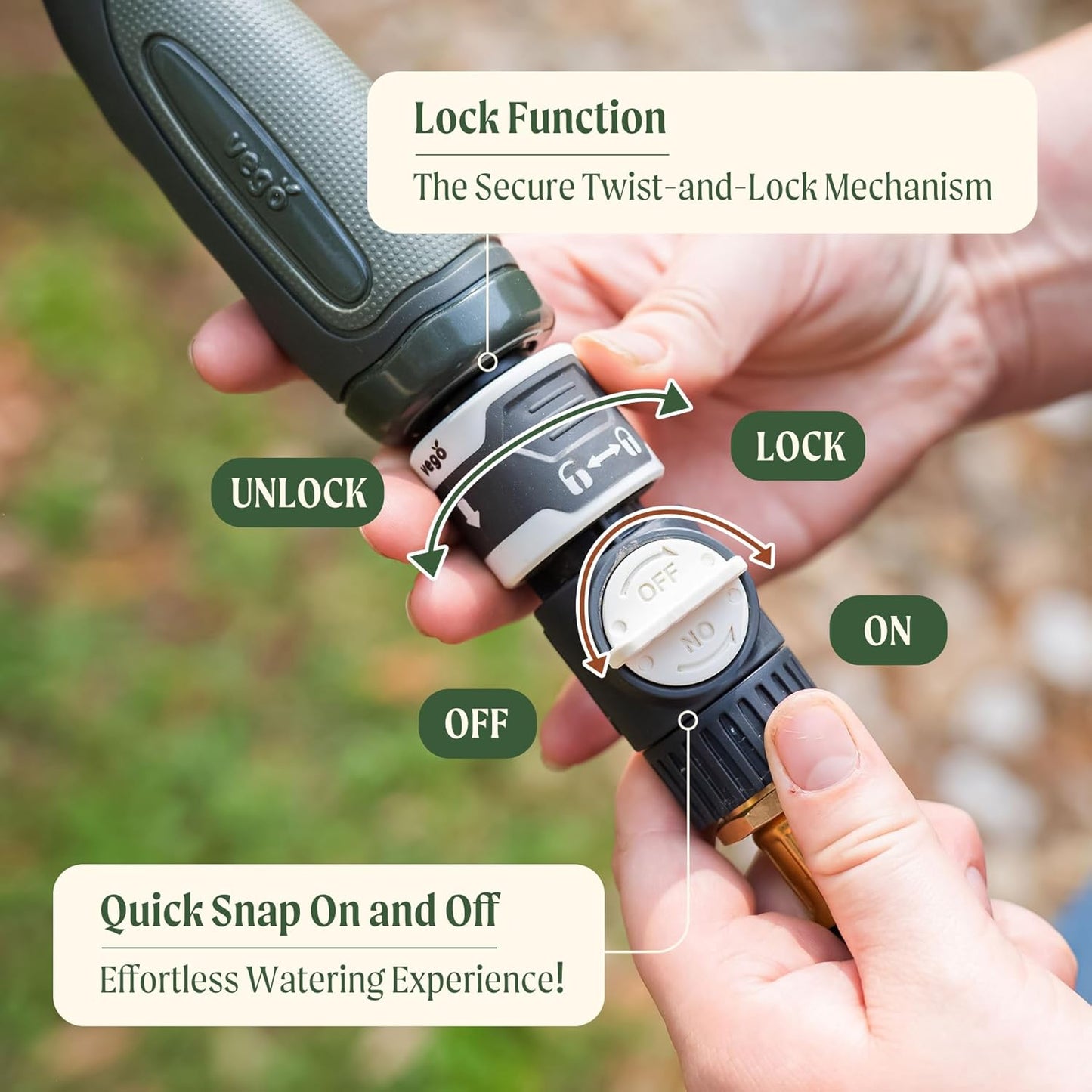 Vego Quick Connector Set with Shut-Off Valve, Water Stop & Lock, and Adapters for Effortless Hose Connections Feature Quick Release Kit Hose Fittings and Adapters- V1 Set of 6