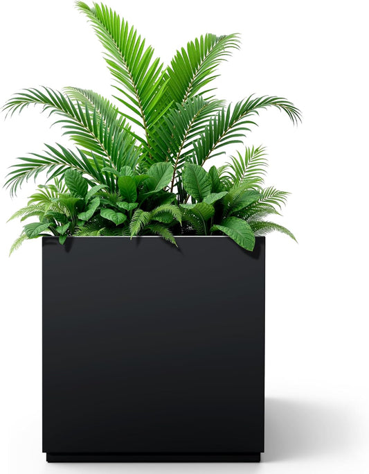 Metal Rectangular Planter for Outdoor Plants, Coated Large Planter Box with Drainage, Outdoor Patio PLanters with Sturdy Thickened Material for Yard, Garden