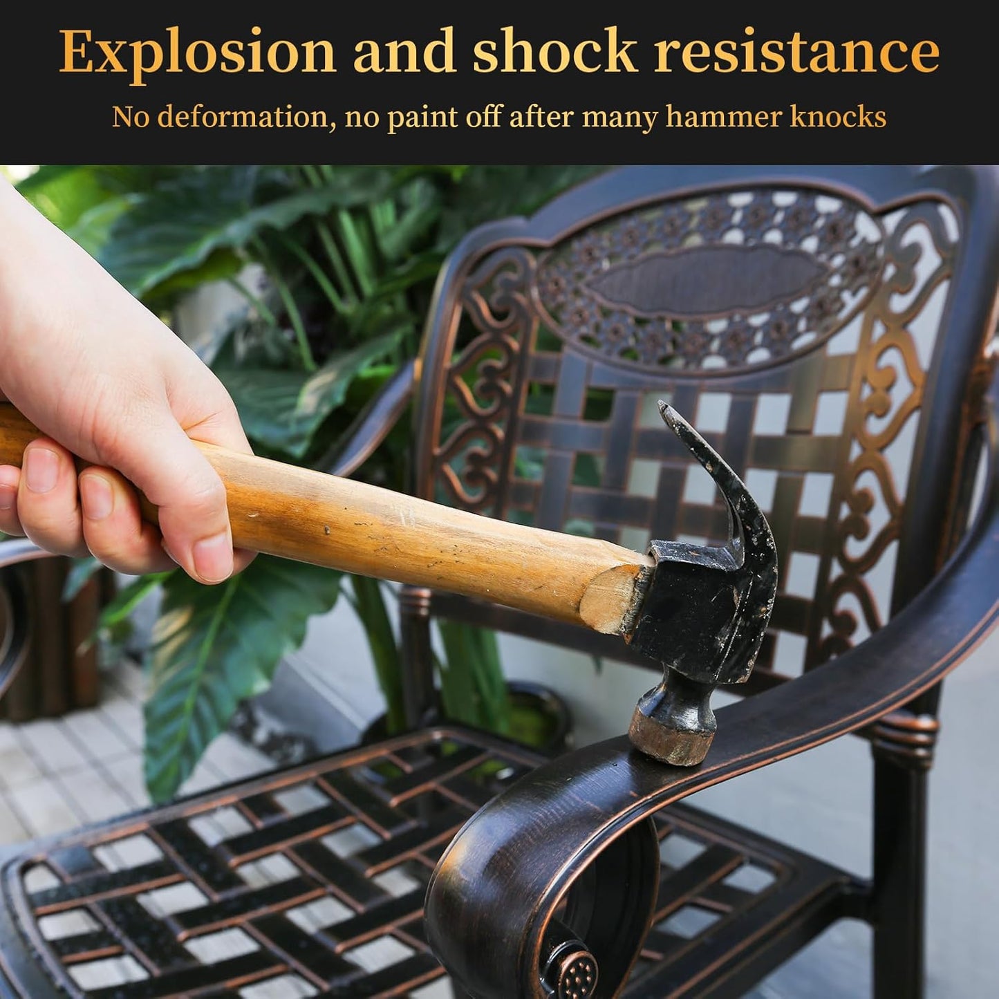 Outdoor Dining Chair Cast Aluminum Patio Chairs Set of 2 All-Weather Patio Dining Chair with Adjustable Feet for Backyard Garden (Muran Chair)