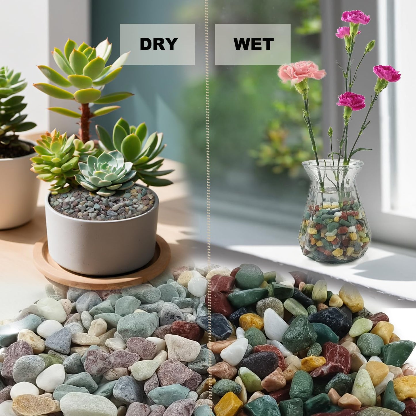 5LB Succulents Rocks for Plants Cactus Gravel Pebbles for Fish Tank 1/2 Inch Natural River Rocks for Vase, Aquarium, Landscaping,Bonsai,Terrarium Pebbles, Mixed Color