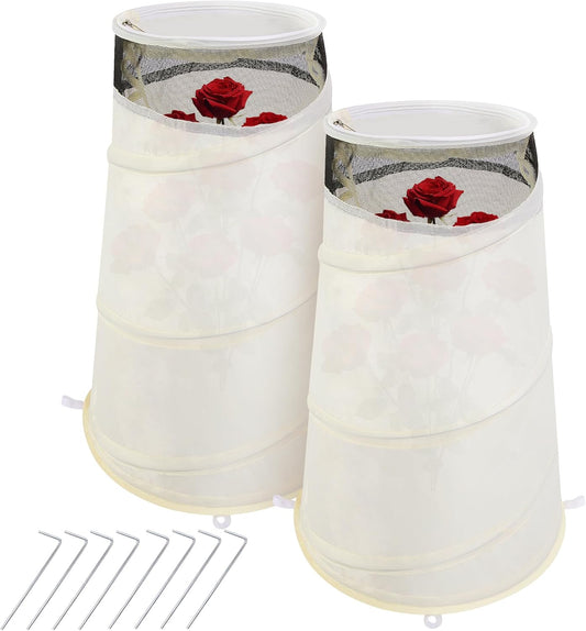 2 Pcs Pop Up Rose Cones for Winter Protection, 20" x 13" x 9" Winter Rose Collars Protective Cover, Freeze Protection Roses Bush Cover for Protecting Against Frost Wind and Animals Eating