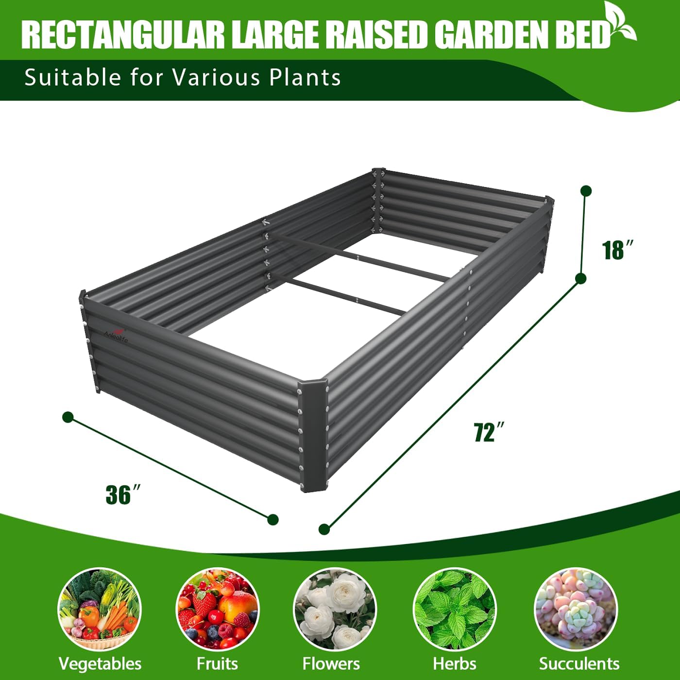 A ANLEOLIFE 8-Pack 6X3X1.5ft & 74x74x18 in Deep Root Galvanized Raised Garden Beds Outdoor for Planting Vegetables Flowers Herb, Quartz Grey