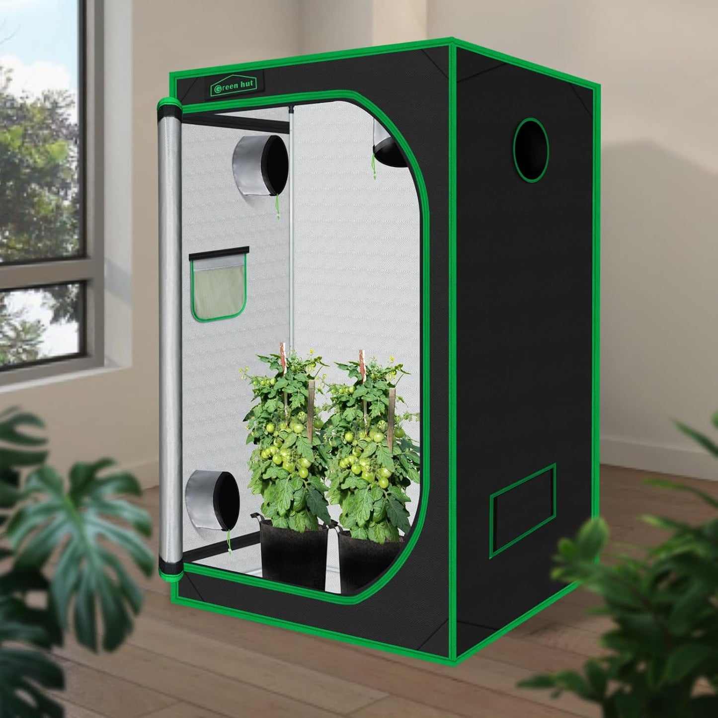 Grow Tent 32"x32"x63", High Reflective Mylar Dark Room with Observation Window, Removable Floor Tray and Tool Bag for Indoor Plant Growing 3x3
