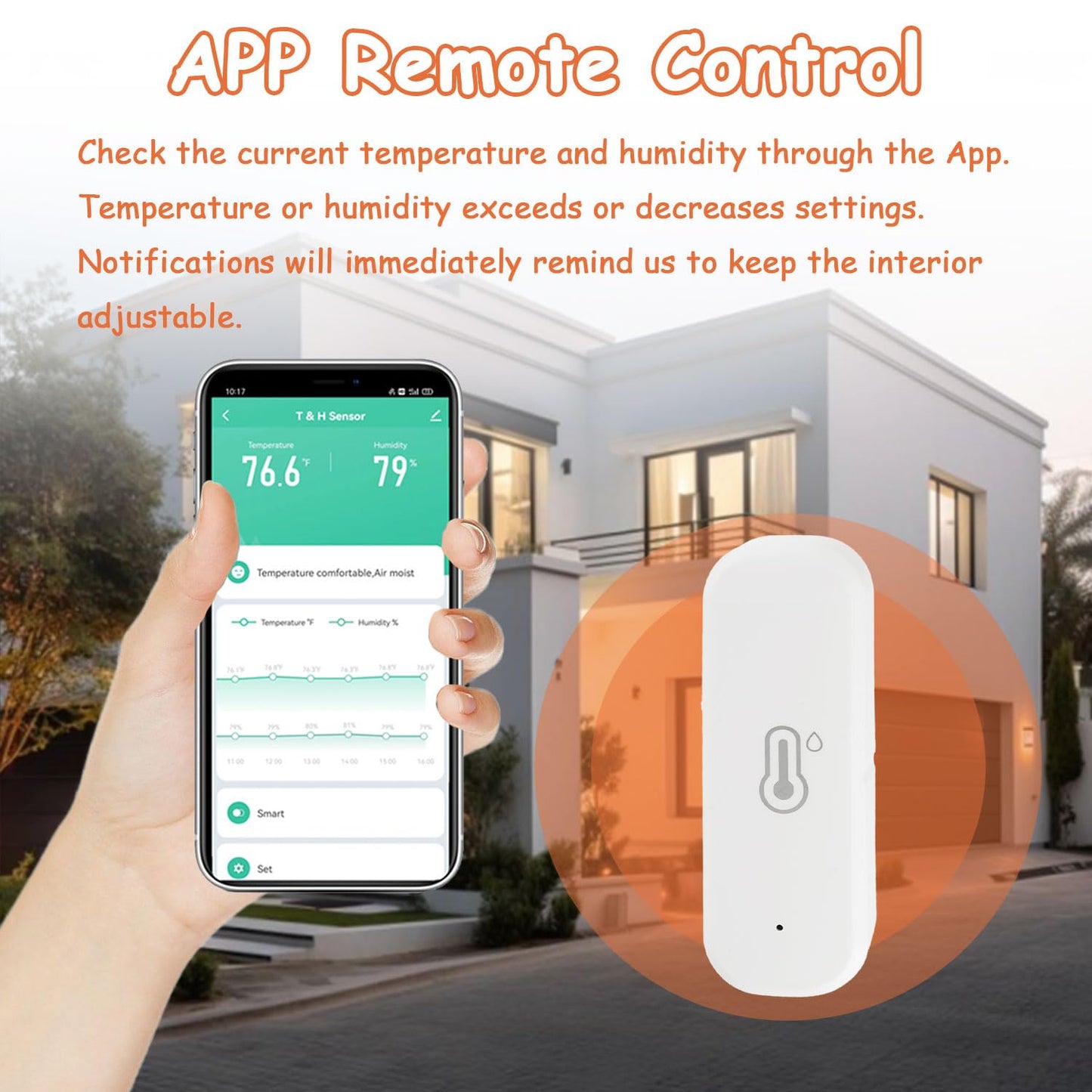 WiFi Hygrometer Thermometer Sensor, Indoor Outdoor Wireless Temperature Humidity Sensor, with Remote Monitor and Alert Compatible with Alexa(1 Pack)
