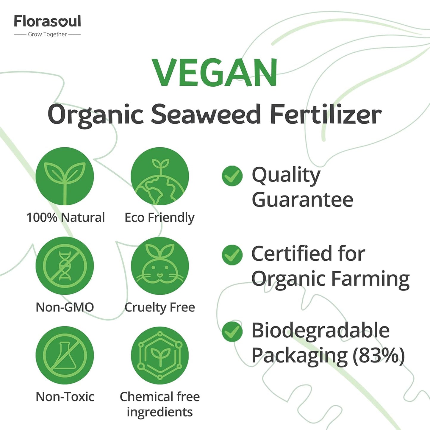 Florasoul® Organic Fertilizer Slow-Release, Vegan Plant Food for Self-Sufficient Gardeners! All-Purpose, Nutrient-Rich Granules - Thriving Vegetables, Herbs, Flowers, Soil – Eco-Friendly & Pet-Safe
