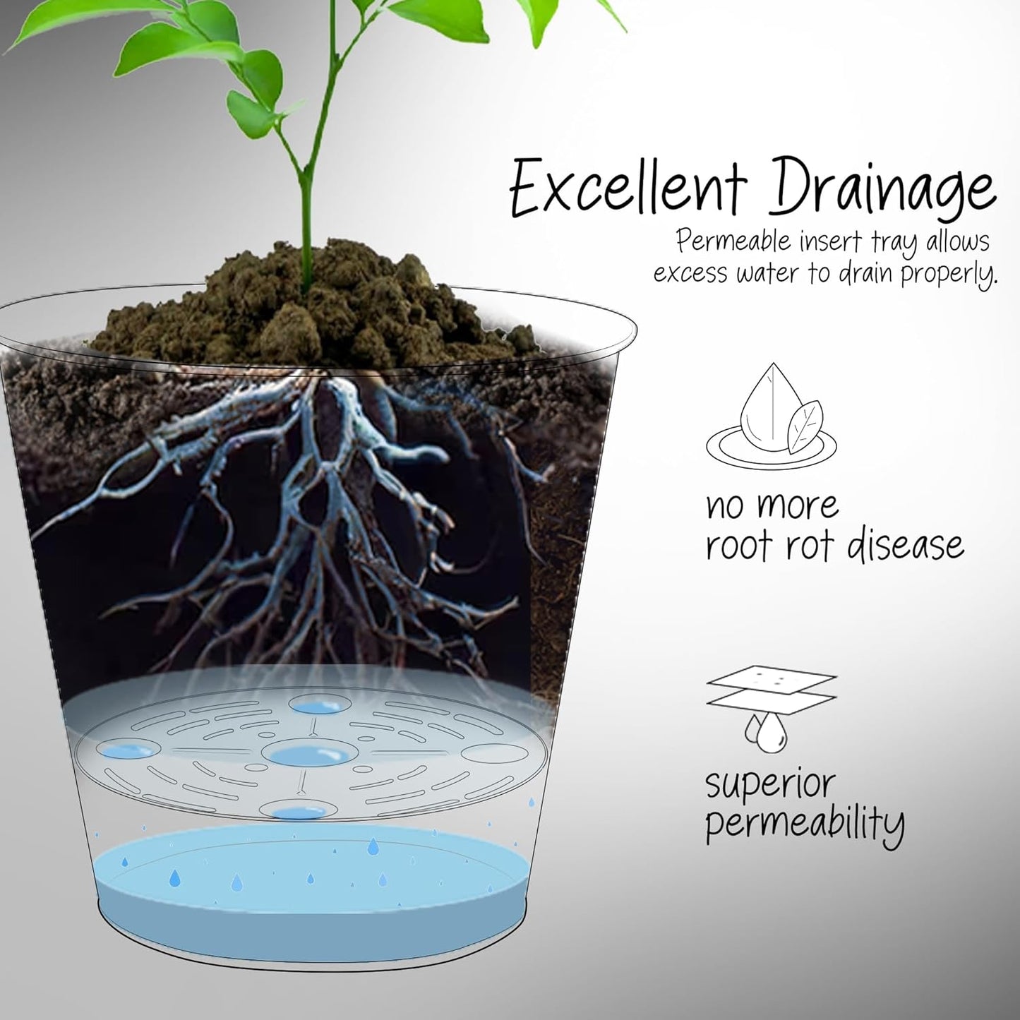 KOL 28" H. Tall Metal Cone Planters with Inside Pots 2-Pack, Black Hand-Hammered Large Decor Planter for Deck, Patio, Porch - Handcrafted Flower Pot - with Water Level Indicator - Indoor Outdoor Use