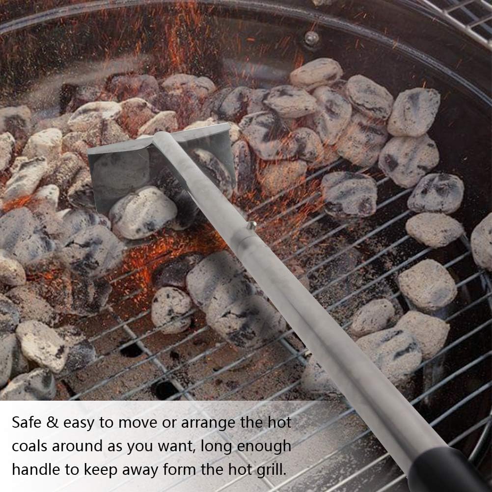 Charcoal Grill Rake Grill Ash Tool Accessories,Charcoal Kettle Grill Pizza Oven Ash Rake Stainless Steel-32 inch