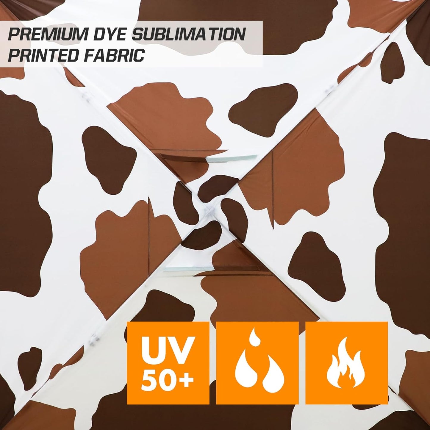 EAGLE PEAK Pop Up Canopy Tent with Wheeled Carry Bag, 8 Stakes, 4 Ropes, 4 Weight Bags, Easy Set Up Tent Canopy, 10x10 ft, 100sqft of Shade, Brown Cow Print