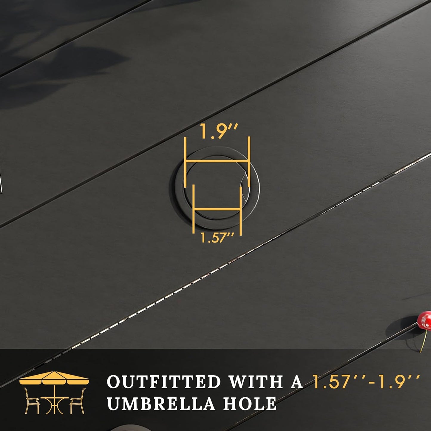 VICLLAX 5 Pieces Patio Dining Set for 4, Outdoor Furniture Set Includes 40.7" Round Patio Table and 4 Patio Stackable Chairs, Black Tabletop and Red Fabric