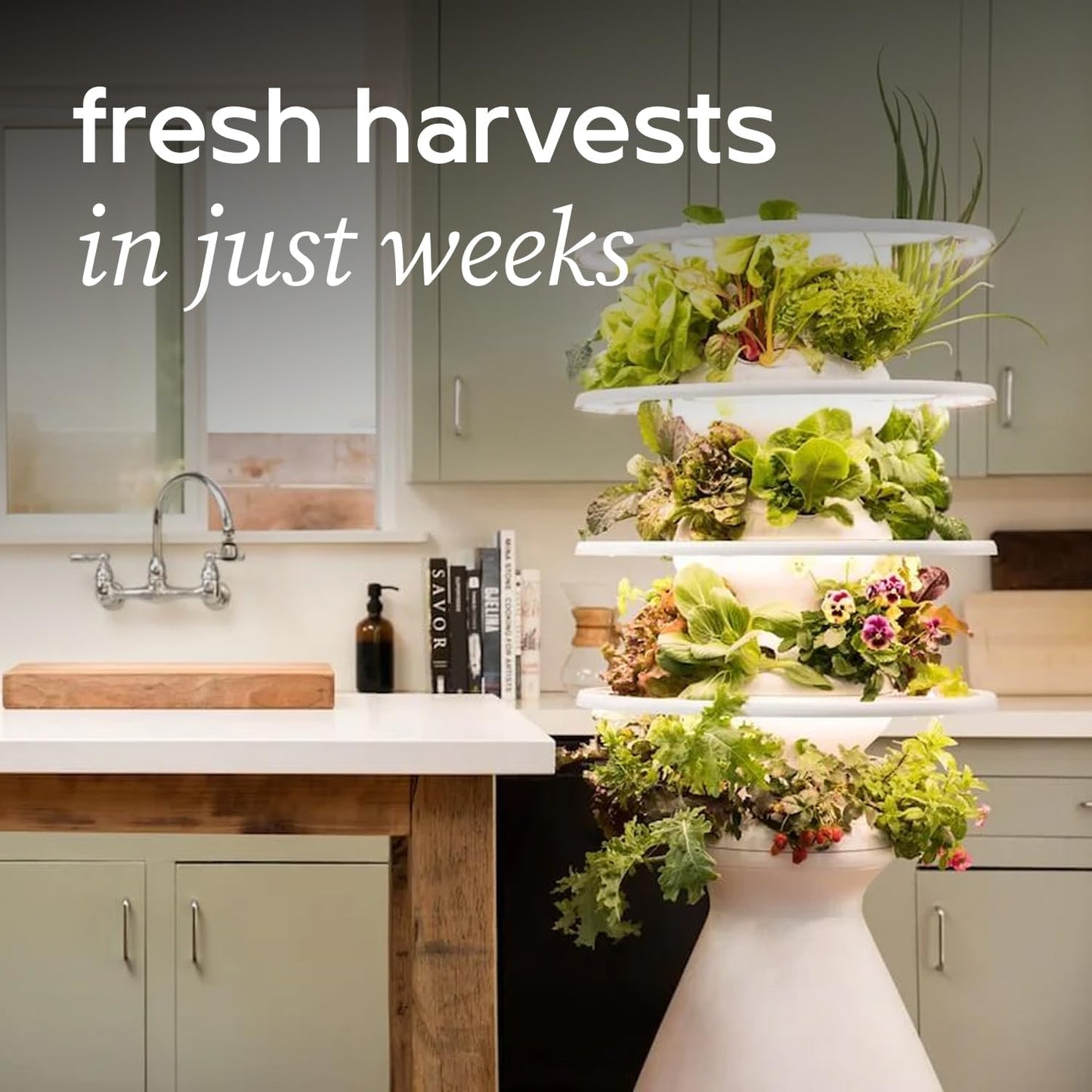 Farmstand Starter Kit with Glow Rings and 36 Seedling Credits | Large Hydroponic Growing System Kit | Vertical Garden Planter Tower | 6ft 7in Tall