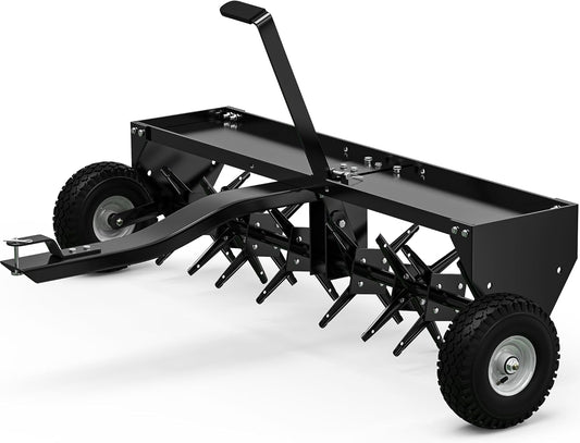 YINTATECH 48" Lawn Aerator Tow Behind with Universal Hitch for Lawn Plug Aerator, Black