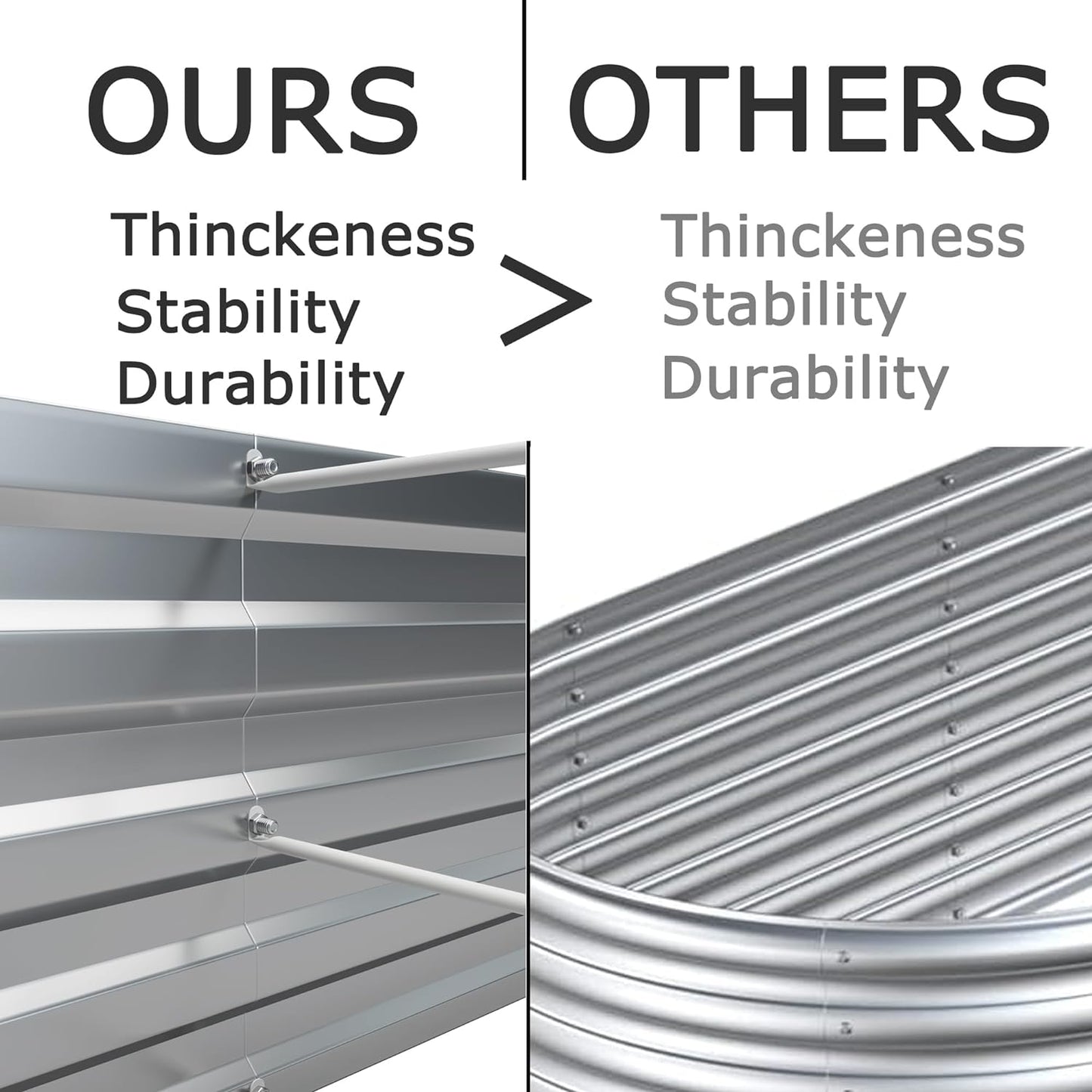 8x4x1ft(2 Pack) Galvanized Raised Garden Bed,Outdoor Planter Box Metal Patio Kit Planting Bed for Vegetables Flowers Herb,Grey