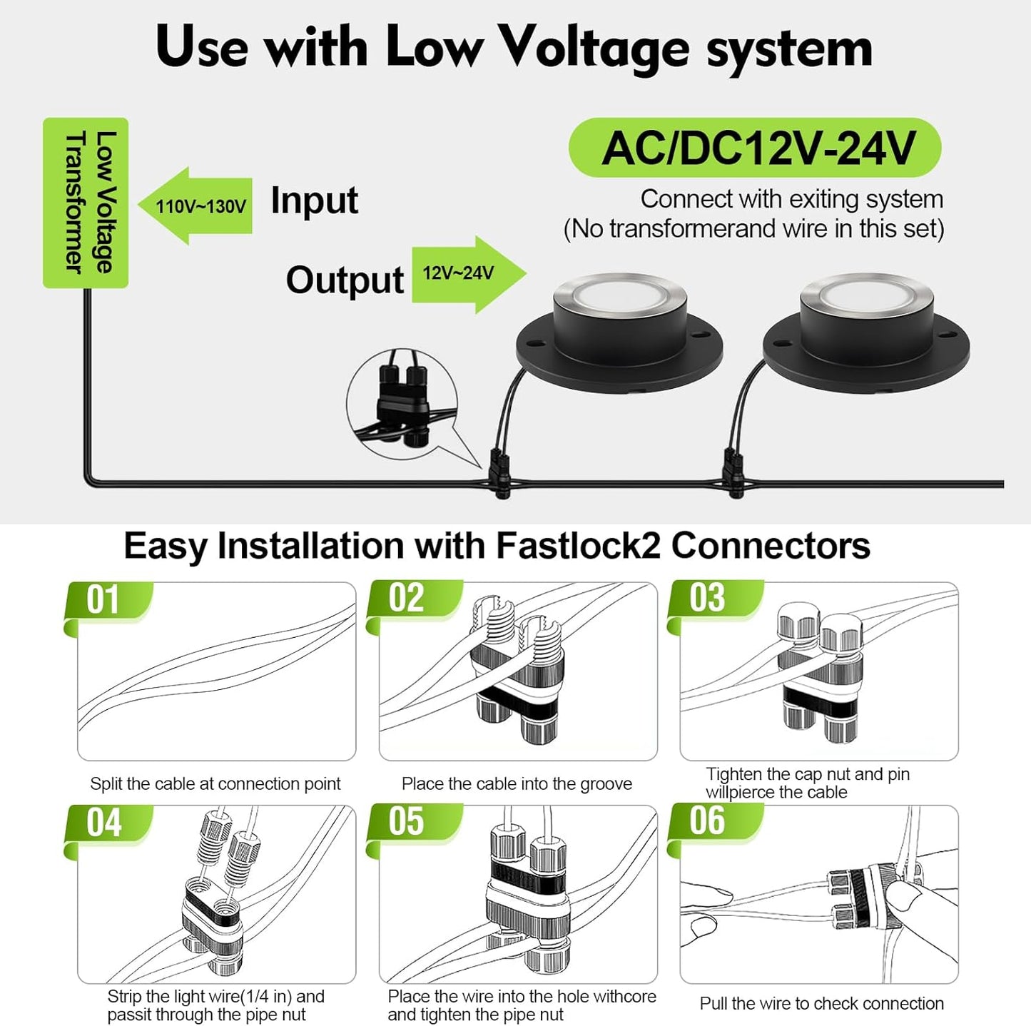 SMY Lighting 3W LED Pond Lights 12-24V AC/DC Low Voltage Underwater Fountain Lights 3000K Warm White IP68 Waterproof for Outdoor Ponds Fountains Waterfalls, 2 Pack