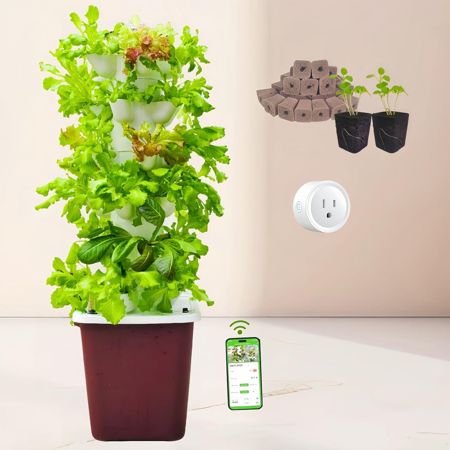 Hydroponics Growing System kit, Vertical hydroponic Garden ，Outdoor Indoor hydroponics Growing System，Lettuce Grow Tower,Pump System, Auto Timer, 30 Pods,Gardening Gift