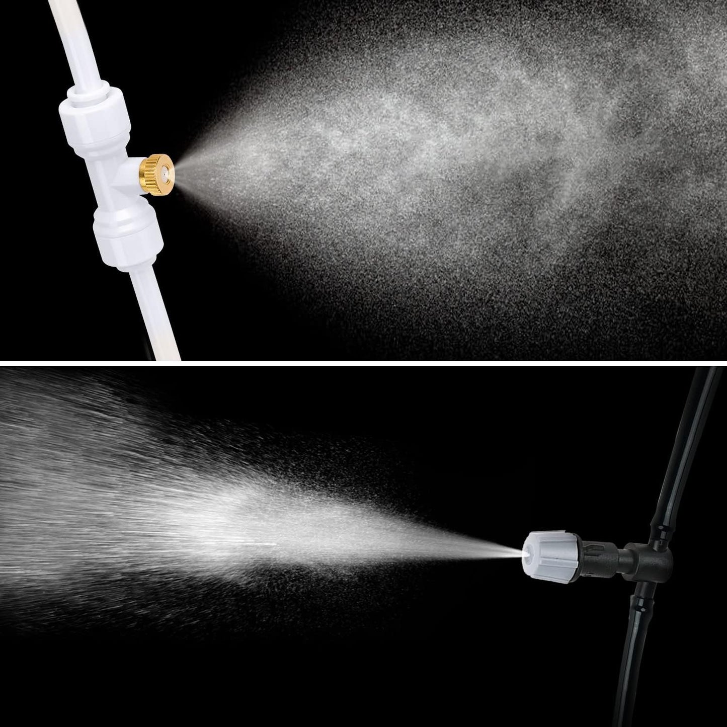 HOMENOTE 10 Pack Brass Misting Nozzles for Outdoor Cooling System, Mister Replacement Nozzles Tee and Plugs for 1/4" Tubing