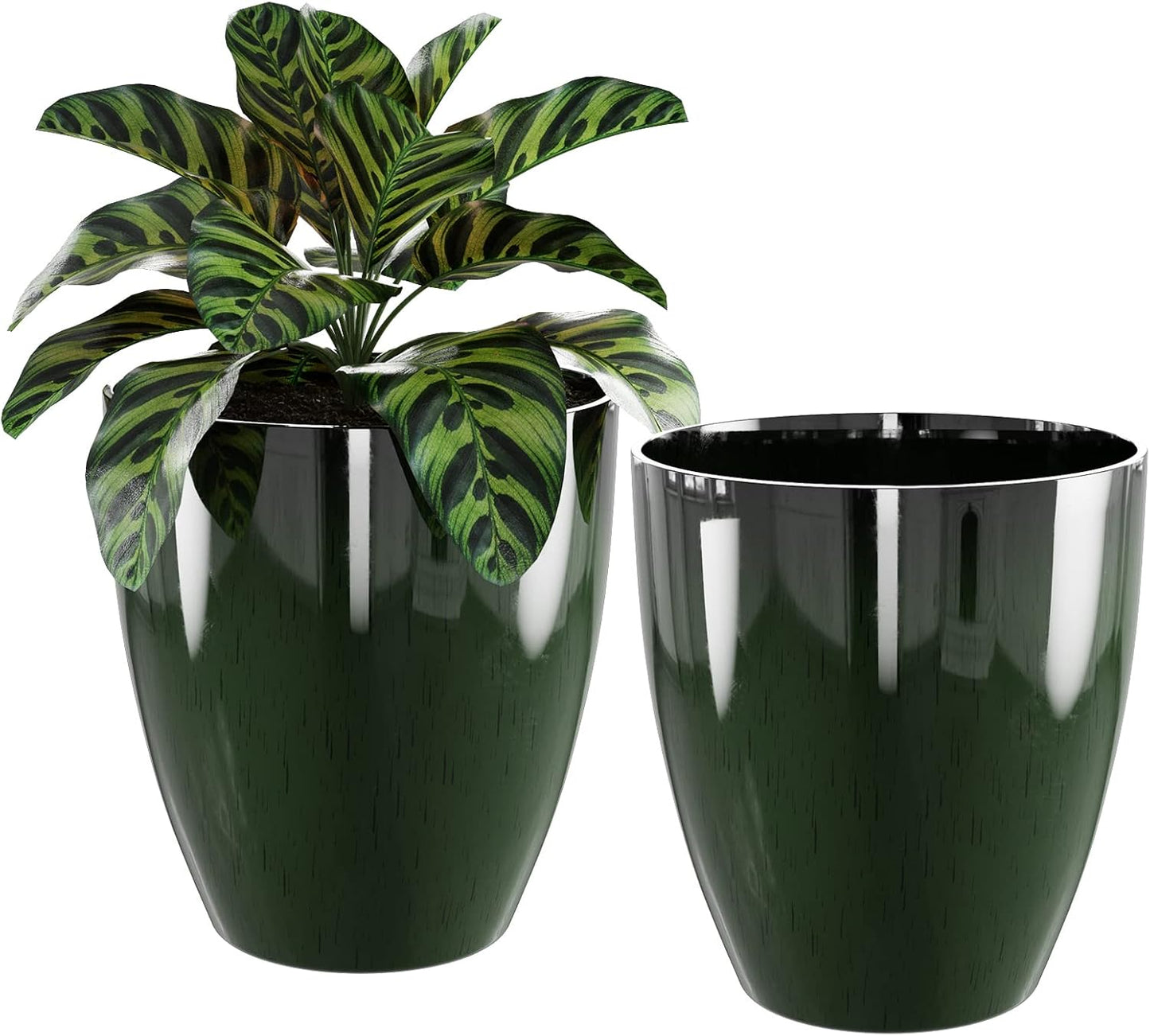 QCQHDU 10 inch Plant Pot with Drainage Hole, 2 Pack Sturdy Pots for Plant Tree Flower, Large PlanterPlanters for Indoor & Outdoor Plants