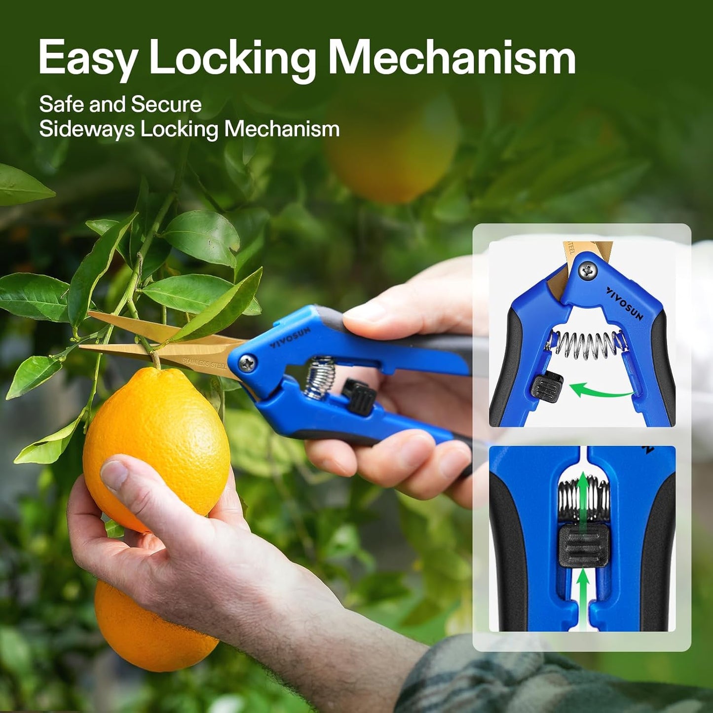 VIVOSUN Curved Gardening Scissors 6.5 Inch Hand Pruner Shear with Titanium Coated Blades 1-Pack