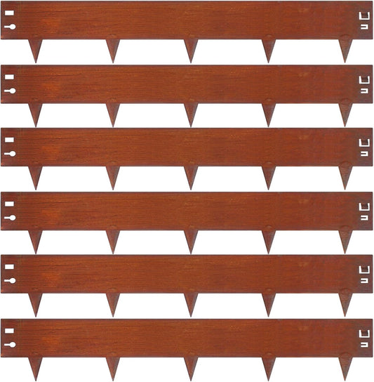 42" L X 9.4" H Corten Steel Landscape Edging, 6 Pack Hammer in Landscape Edging,Garden Edging Border for Lawn, Flower Bed, Yard (Rust-Colored)