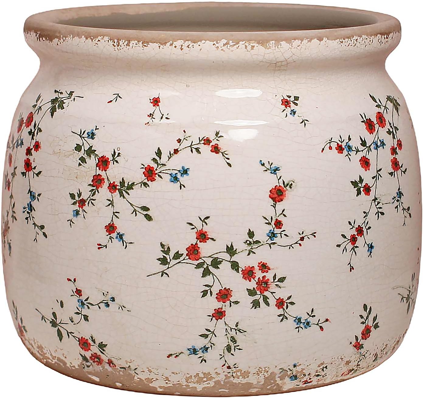 Ceramic Planters for Indoor Plants, Plant Pots with Drainage Hole, 6.29in. Flower Pots for Indoor Plants, Vintage Planters & Succulent Pots, Crackle Glaze Finish Plant Pots, Tiny Red