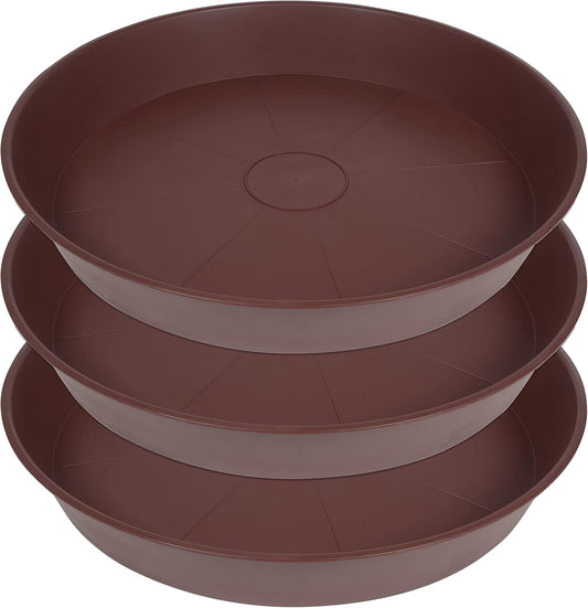 3 Pack of 20 22 inch Plant Saucer (19.2 Inch Base), 3.6" Depth Tray, Large Garden Plastic Flower Planter Plant Trays for Indoors Outdoor (22", Chocolate)