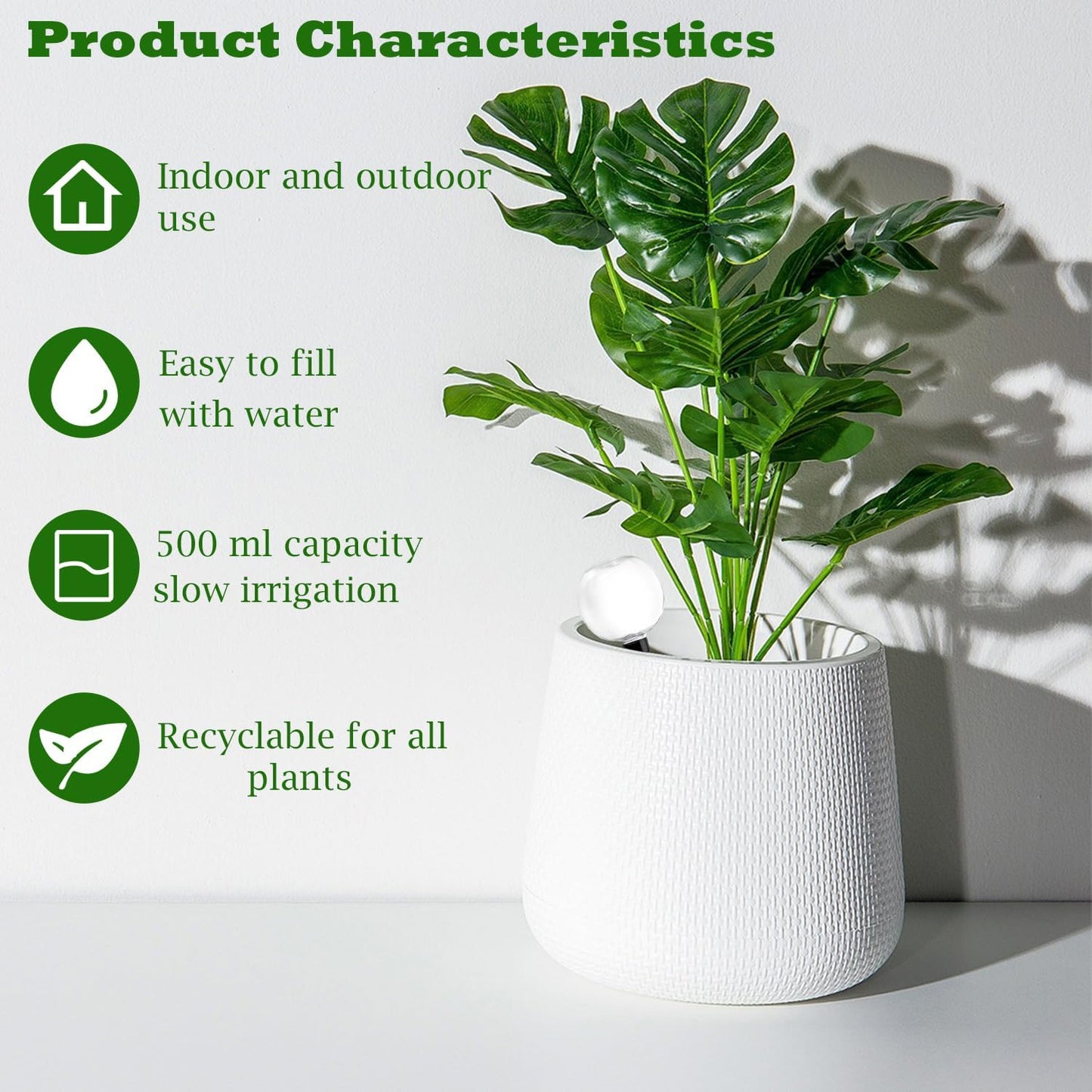 2 Pcs Watering Globes 17oz Plastic Self Watering Planter Insert, Plant Watering Globes for Indoor/Outdoor Automatic Drip Irrigation with Slow Release Control