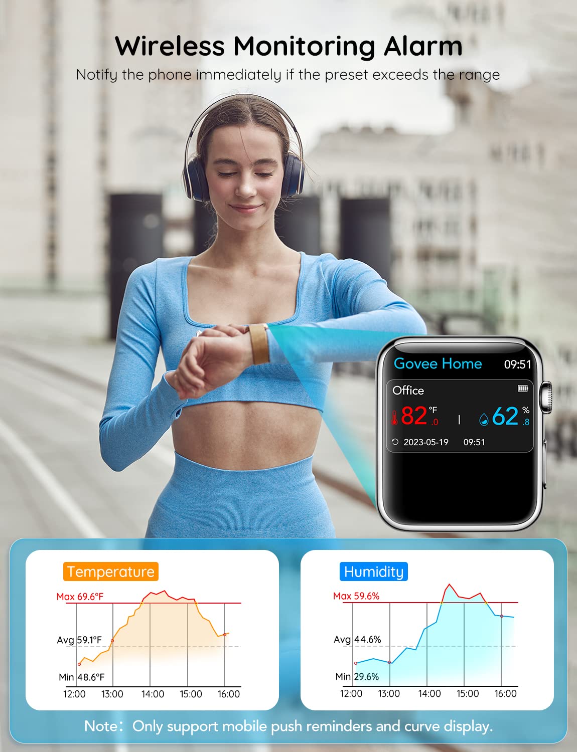 Govee WiFi Thermometer Hygrometer H5103, Indoor Bluetooth Temperature Humidity Sensor with Electronic Ink Display, App Notification Alert, Free Data Storage Export, Digital Remote Monitor for Bedroom