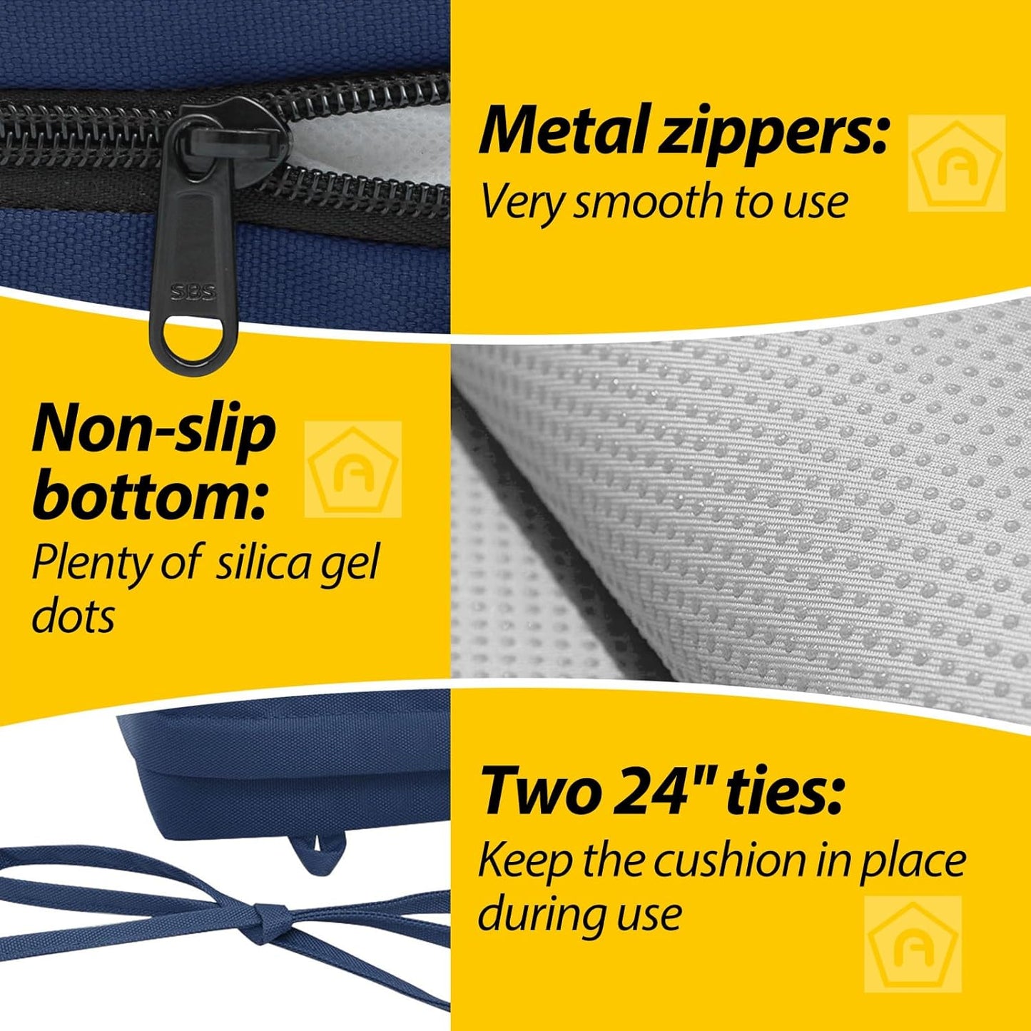 AAAAAcessories Outdoor Seat Cushions for Chairs, Waterproof, Fade-Resistant Patio Furniture Replacement Cushions, 21" x 21" x 4", Set of 2, Navy Blue