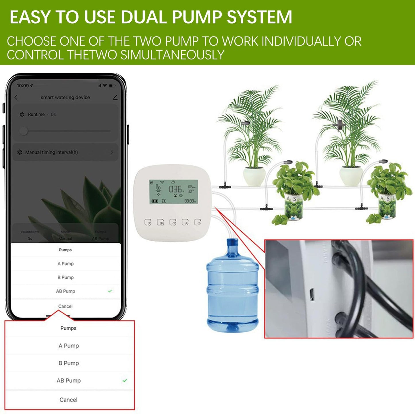 Automatic Drip Irrigation System, Plant Watering Devices with Timer, Plant Watering Devices for 20 Potted Plants, Indoor Outdoor Garden, Raised Beds, Greenhouse& Compatible with Alexa