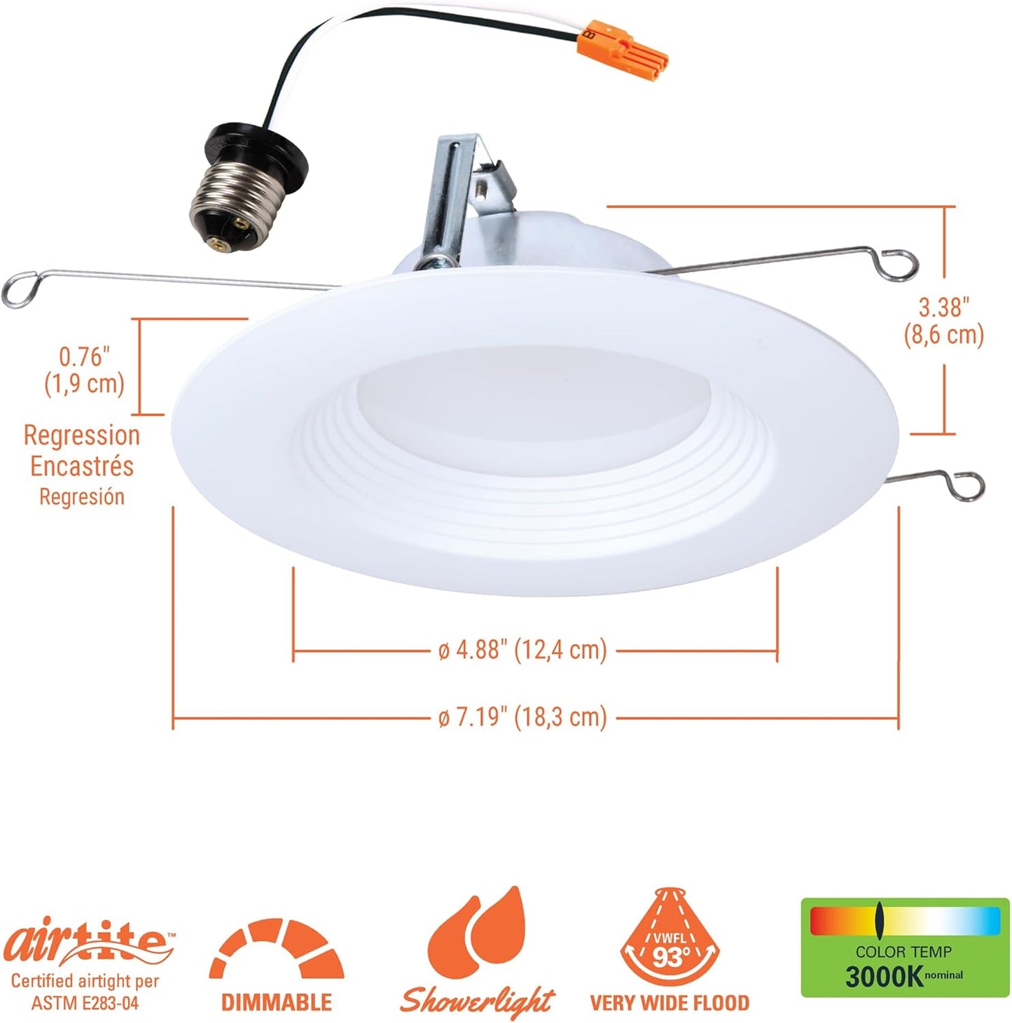 HALO LTE 5/6 Inch Indoor/Outdoor Recessed LED Trim Can Light, 3000K - Contractor Value Pack (18-Pack) - LTE566930-18PK