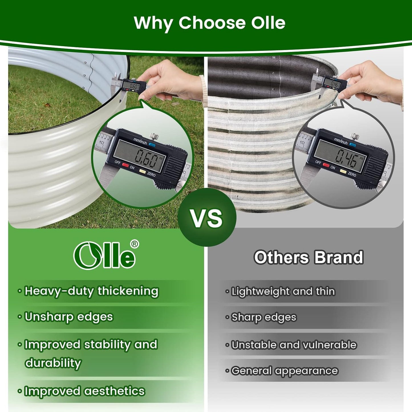 Olle 17" Tall, 42" Round Metal Raised Garden Bed Kits, Planter Raised Beds for Gardening, Raised Flower Bed Galvanized Planter Box, 3.5 * 3.5 * 1.4Ft,Ivory