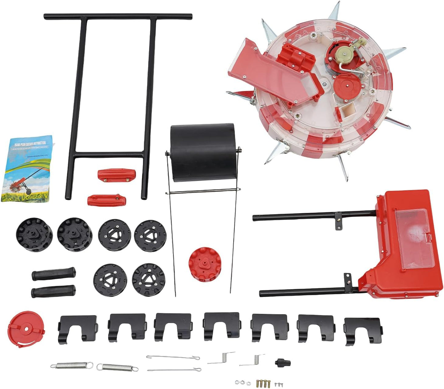 Manual Seeder,Garden Hand-Push Seeding Machine Walk-Behind Row Crop Planter Roller Seeding Hand Push Seeder for Soy Peanut Corn Cotton Soybean (7 Nozzles)