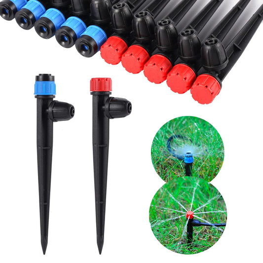 Drip Irrigation Emitters with Adjustable 360 Degree Water Flow Drippers for 1/4 inch Tubing,25pcs Garden Drippers Sprayer 25pcs Drip Irrigation Emitters Perfect(50pcs-Colorful*25 Sprayer*25 Drip)