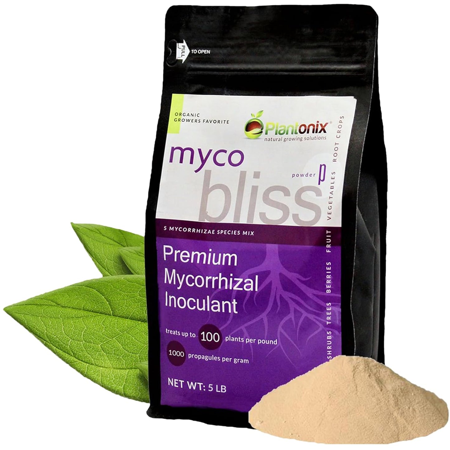 Myco Bliss Powder (5lbs) - Mycorrhizal Fungi for Soil - 5 Strain Mycorrhizal Inoculant with 1000 Propagules Per Gram - Highly Concentrated Mycorrhizae for Plants, Potting Soil, & Garden Soil